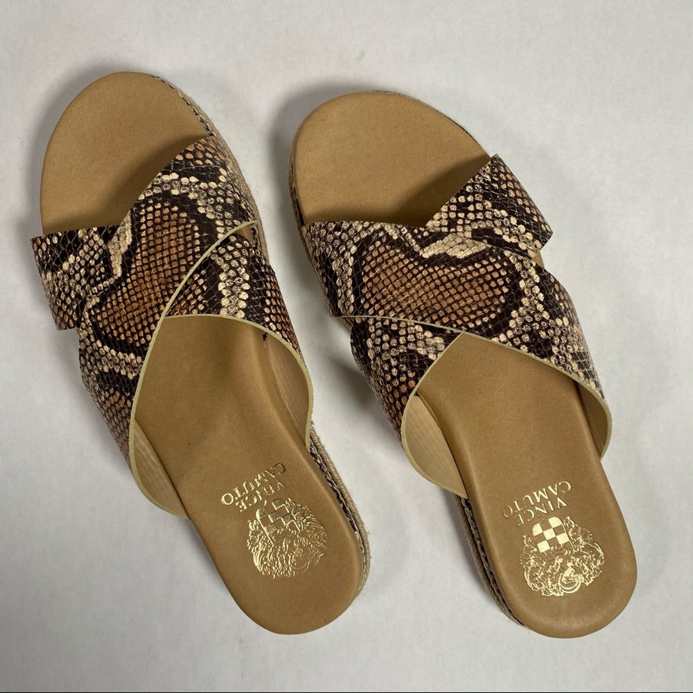 Vince Camuto snake print slide sandals